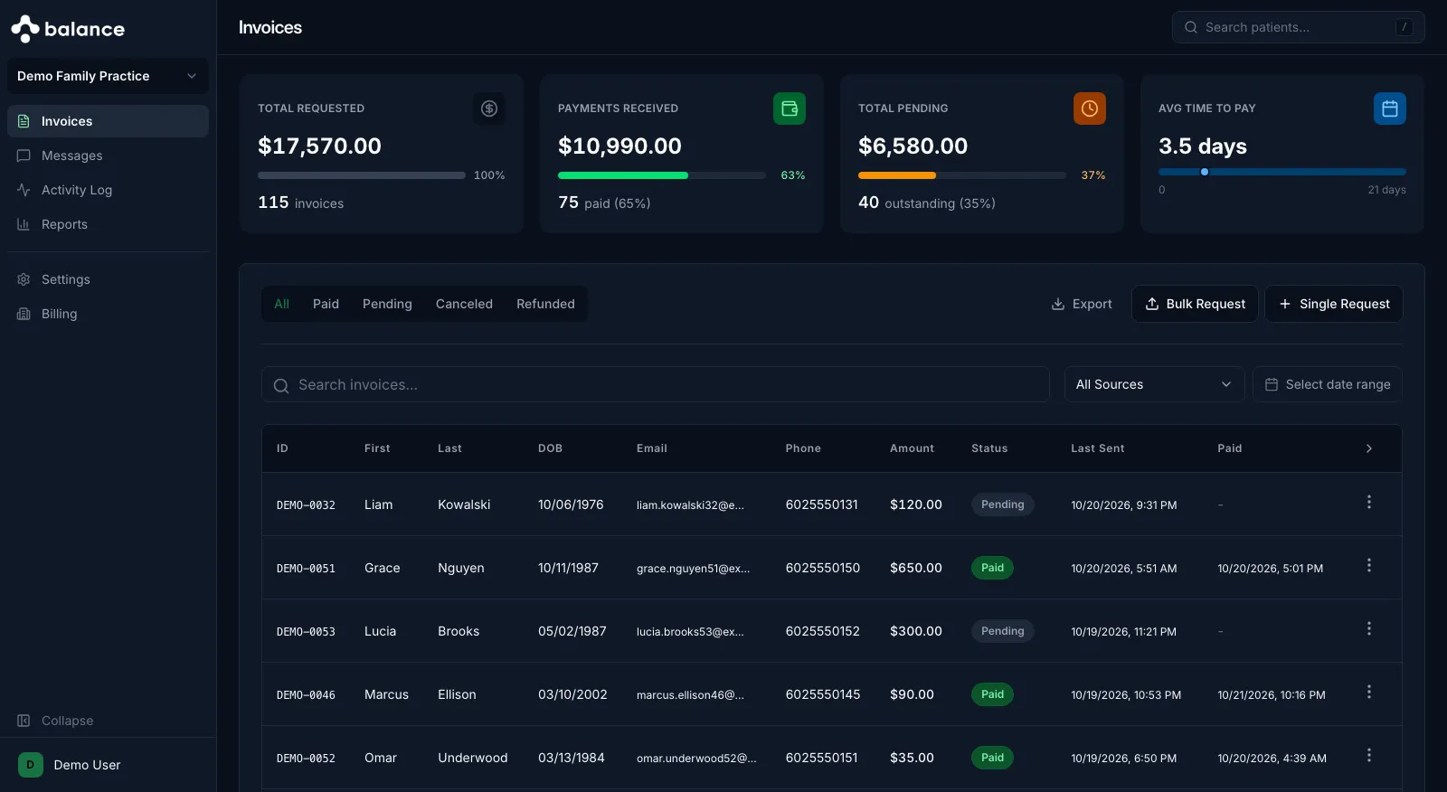 Patient Billing Platform screenshot